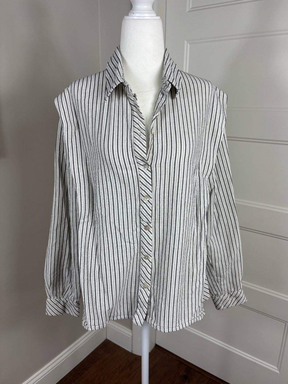 Cotelac Striped Cotton Relaxed Button Down Blouse Size 1